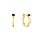 Gold Black Agate Huggie Hoop Earrings